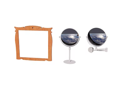 Different Style Mirrors Including Wooden Frame Tabletop Stand And Wall Mounted Designs 3d model