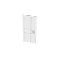 White Hinged Door With Simple Panel Design And Golden Handle For Interior 3d model