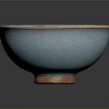 Hand Sculpted Ceramic Bowl With Colorful Glaze And Metallic Rim Design