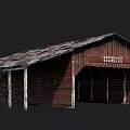 Old Red Barn With Rusted Roof Wooden Structure And HORSE Sign In Front
