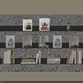 Modern Multi Tiered Bookshelf With LED Lighting And Textured Wall Background