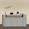 Elegant Modern Jewelry Cabinet With LED Lighting Potted Plant And Cosmetic Items