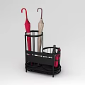 Black Metal Umbrella Stand With Red And Beige Umbrellas Home Decor Set