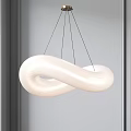White Infinity Symbol Shape Chandelier Hanging With Black Cords In Modern Interior
