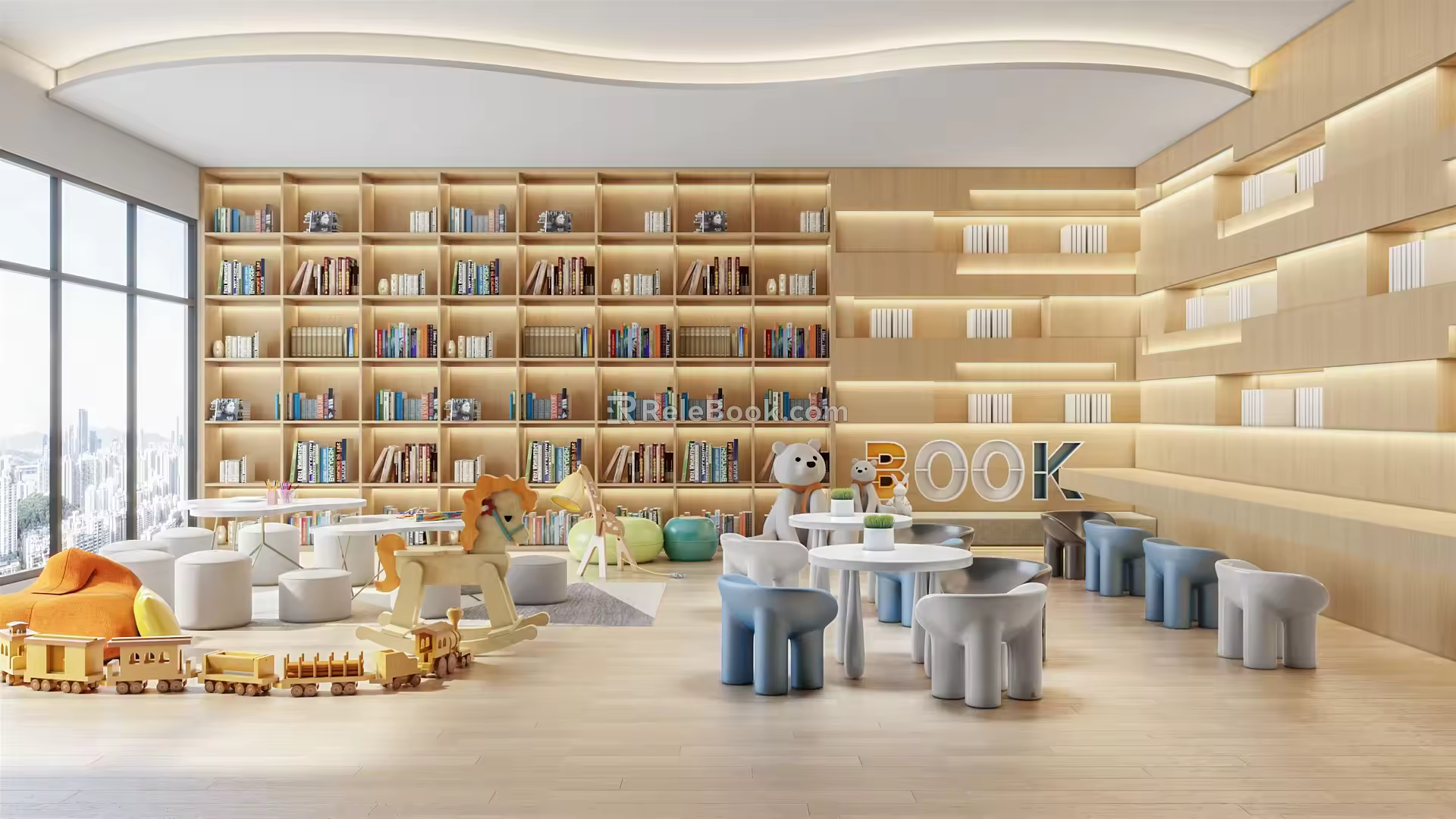 modern library 3d model