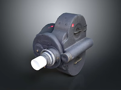 Black Mechanical Component For Electronic Appliance Featuring Cylindrical Structure And Connector 3d model