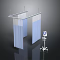 Medical Style Monitor Hospital Curtain Mobile Bracket Medical Equipment Ward Scene Realistic Cartoon