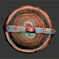 Colorful Handwoven Storage Basket With Decorative Lid And Handle For Home Organization