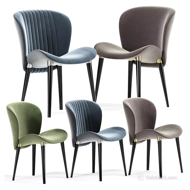 Modern Leisure Chairs With Soft Velvet Upholstery And Sturdy Metal Legs In Multiple Colors 3d model 