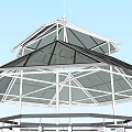 Geometric Glass Roof Structure With Metal Frame Support And Multi Layered Architectural Design