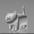 White Cat Shaped Figure With Simple Facial Features Black Whiskers Mouth And Smooth Surface