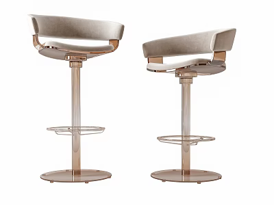 Two Modern Bar Stools With Backrest Metal Frame And Round Base 3d model