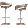Two Modern Bar Stools With Backrest Metal Frame And Round Base 3d model