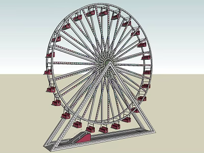 Outdoor Ferris Wheel Amusement Equipment With Metal Structure And Red Seats 3d model