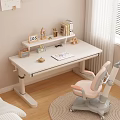 Adjustable Height Kids Desk with Bookshelf Ergonomic Chair and Stationery for Children Study Space