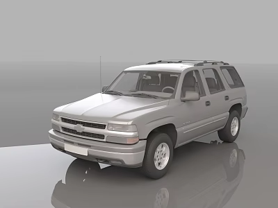 Silver Chevrolet SUV With Roof Rack And Sturdy Exterior Design Front View 3d model
