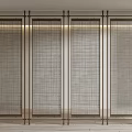 Modern Minimalist Room Divider With Woven Panels And Metal Frame Design