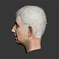 Man With White Hair Detailed Head Portrait On Gray Background