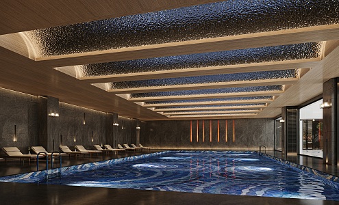 Vintage Hotel Pool 3d model