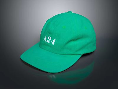 Stylish Green Casual Cap With White A24 Logo For Daily Wear Accessory 3d model