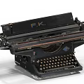Vintage Industrial Equipment Mechanical Typewriter Featuring Metal Keyboard Roller And Brand Logo