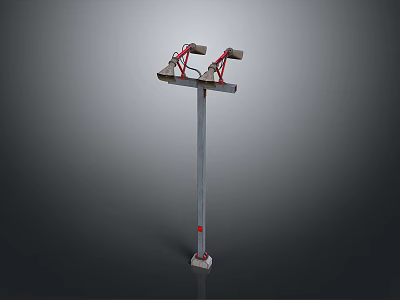 Metal Furniture Stand With Red Clips And White Base Structure 3d model
