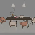 New Chinese Dining Table and Chair Rectangular Dining Table 3d model