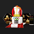 Olympic Themed Display Shelf With Olympic Rings Display Figures And Medal Podium
