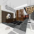 Stylish Hotel Lobby Interior Design With Reception Desk And Decorative Chandeliers
