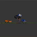 Cartoon Scene Featuring Circular Layout Hexagonal Ground Green Grass Gray Roads And Colorful Trucks Cars