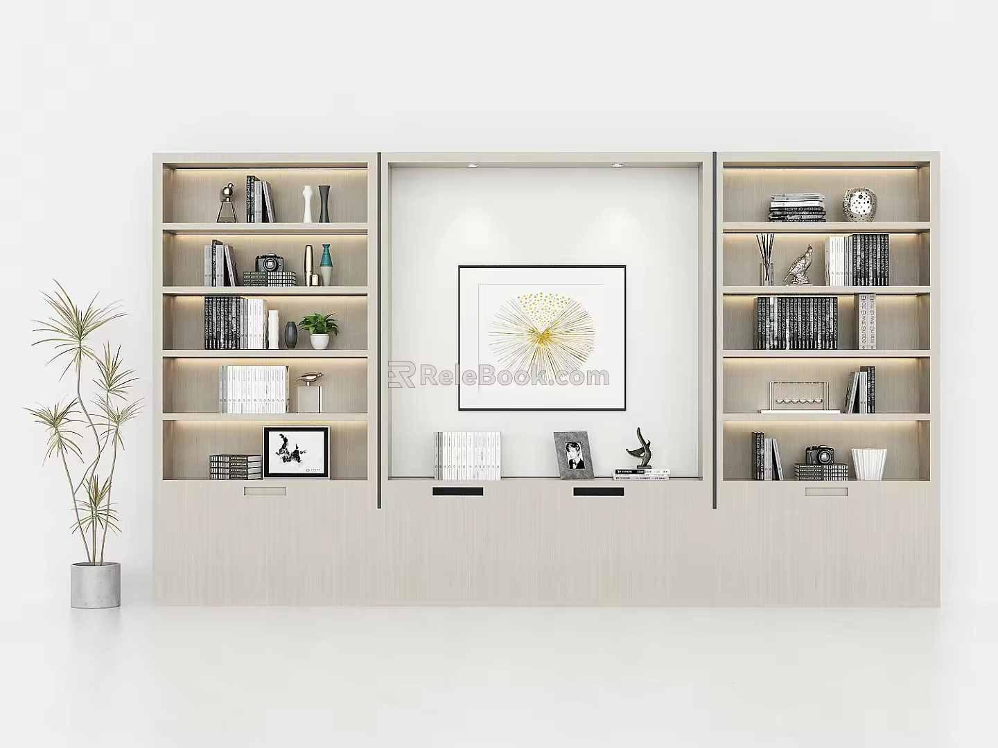 Modern bookcase manager room display cabinet leadership 3d model