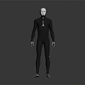 Robot Character With Modern Sci Fi Design Black Bodysuit Orange Accent Lines And Mechanical Limbs