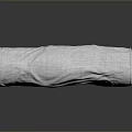 White Cylindrical Pillow With Fabric Texture On Dark Reflective Background 3d model