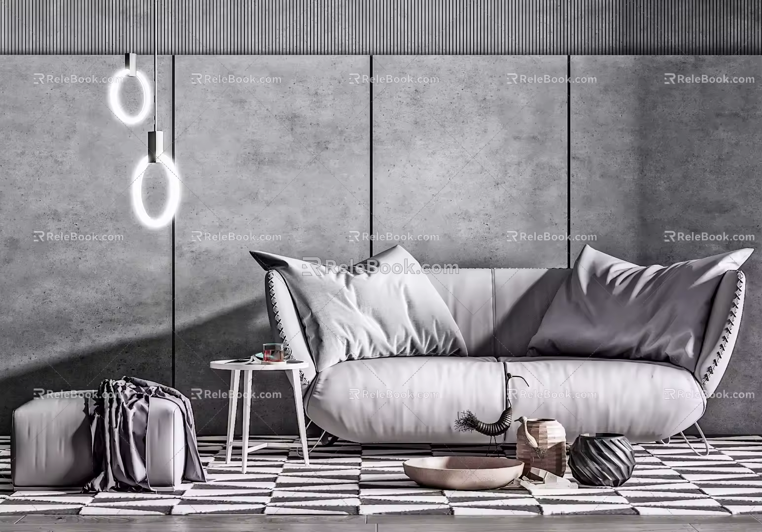 Modern Combination Sofa Double Sofa 3d model
