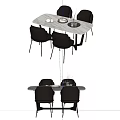 Elegant Modern Dining Table Set With Oval Marble Top And Four Black Chairs 3d model