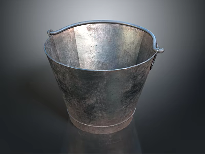 Rustic Metal Bucket With Handle Durable Household Item For Daily Use 3d model