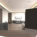 Modern Minimalist Office Reception With Marble Counter Brand Logo Wall And Potted Green Plants