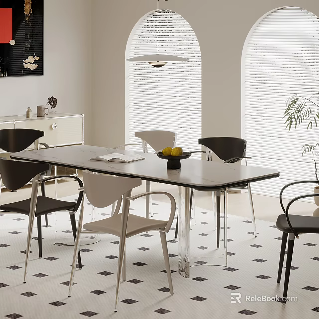 Modern Open Kitchen Interior Design With Island Counter And Appliances 3d model