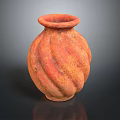 Artisan Red Terracotta Vase Sculpture With Intricate Spiral Carving And Smooth Finish