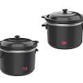 Black Electric Rice Cookers as Essential Kitchenware with Lid and Red Indicators