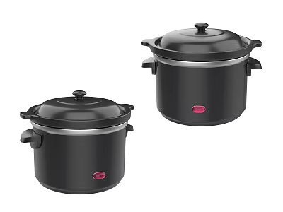 Black Electric Rice Cookers as Essential Kitchenware with Lid and Red Indicators 3d model
