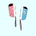 Cute Blue and Pink Entertainment Electronics Game Controllers with Paw Print Decorative Stickers