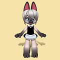 Cute Gray Cat Ears Game and Movie Character in Black White Outfit