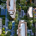 Residential Landscape With High Rise Buildings Lush Greenery And Swimming Pools