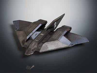 Futuristic Spacecraft Model With Sleek Dark Structure And Angular Wings For Aerospace Enthusiasts 3d model