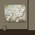Elegant Botanical Painting With White Flowers And Branches On Neutral Background