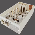 Modern Clothing Store Interior Design With Hanging Racks Display Tables And Decorative Plants