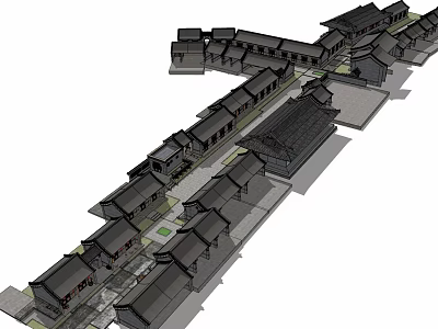 Ancient Chinese Architecture Complex With Traditional Roofs Courtyards And Street Layout 3d model