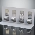 Silver Toilet Models On White Display Stand With Modern Design For Home Living Essentials