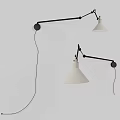 Modern Adjustable Wall Lamps With Black Metal Arms And White Shades